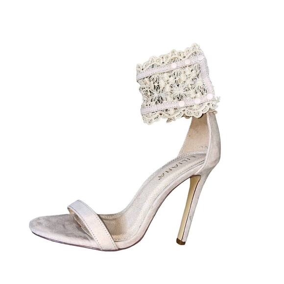 Liliana Stiletto Heel, Lace Ankle Strap, Lightly Cushioned Insole, Single Strap - Picture 1 of 9